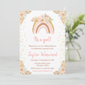 Boho Regenboog Roze Baby Shower Kaart (Staand voorkant)
