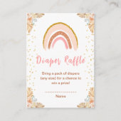 Boho regenboog roze Baby shower luier Raffle Informatiekaartje (Voorkant)