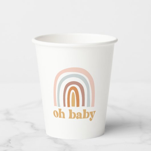 Boho Regenboog roze Baby Shower Papieren Bekers (Voorkant)