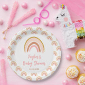 Boho regenboog roze Baby shower Papieren Bordje (Feest)