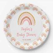 Boho regenboog roze Baby shower Papieren Bordje (Voorkant)