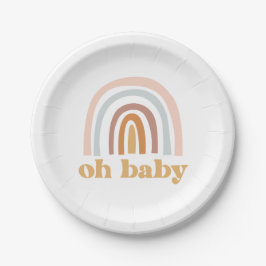 Boho Regenboog roze Baby Shower Papieren Bordje