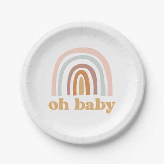 Boho Regenboog roze Baby Shower Papieren Bordje (Voorkant)