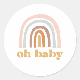 Boho Regenboog roze Baby Shower Ronde Sticker