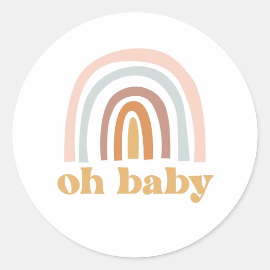 Boho Regenboog roze Baby Shower Ronde Sticker (Voorkant)