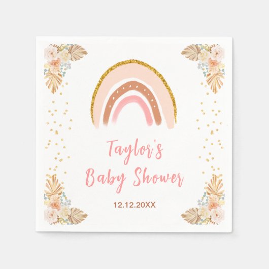 Boho regenboog roze Baby shower Servet (Voorkant)