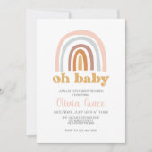 Boho Regenboog roze baby shower uitnodiging (Voorkant)