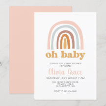 Boho Regenboog roze baby shower uitnodiging