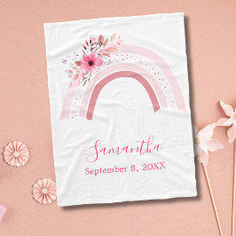 Boho Regenboog Roze Bloemen Baby Deken Gift