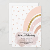 Boho Regenboog Roze en Goud Verjaardag Kaart (Voorkant / Achterkant)