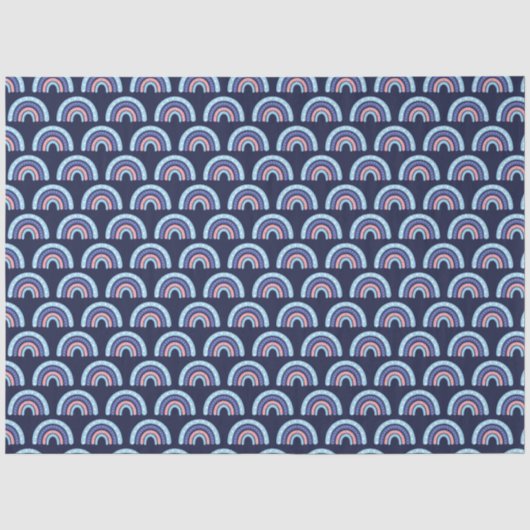 Boho Regenboog Roze en Marineblauw Tissuepapier (Voorkant)