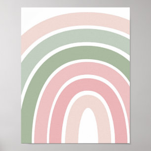 Boho Regenboog Roze & Groene Meisjes Kamer Poster