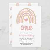 Boho regenboog roze hart meisje schattig eerste ve kaart (Voorkant / Achterkant)