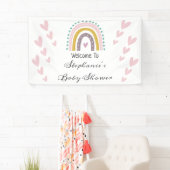 Boho regenboog roze harten Paarse Blauwgroen Baby  Spandoek (Insitu)