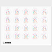 Boho regenboog roze kinder naam sticker (Vel)