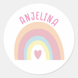 Boho regenboog roze kinder naam sticker