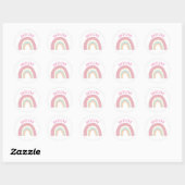 Boho regenboog roze kinder naam sticker (Vel)