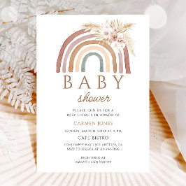 Boho Regenboog Roze Pampas Baby Borrel Kaart