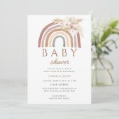 Boho Regenboog Roze Pampas Baby Borrel Kaart (Staand voorkant)