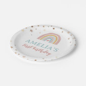 Boho regenboog roze verjaardagspapier Borden Papieren Bordje (Gekanteld)