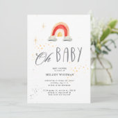 boho regenboog schattig Baby shower Uitnodiging (Staand voorkant)