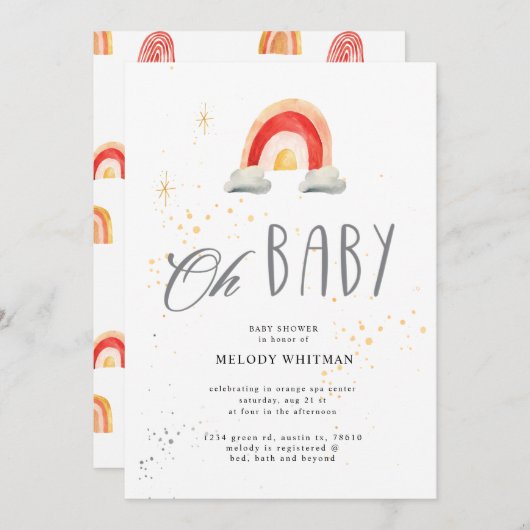 boho regenboog schattig Baby shower Uitnodiging (Voorkant / Achterkant)