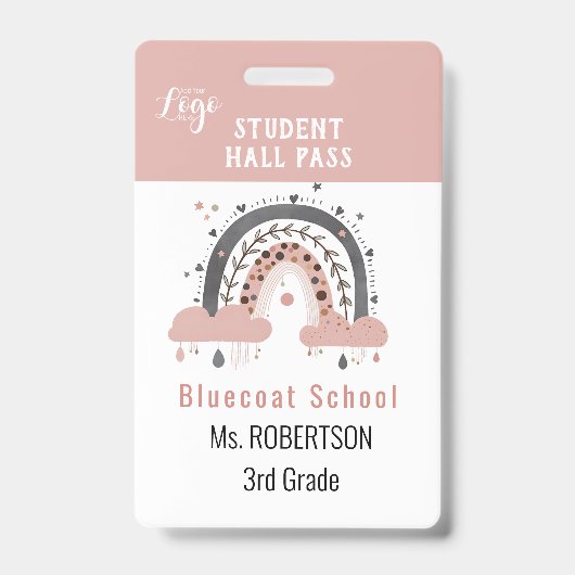 Boho regenboog School docent of student pas Badge (Voorzijde)