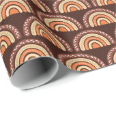 Boho Regenboog Sinaasappel en Bruin Cadeaupapier (Rol Hoek)