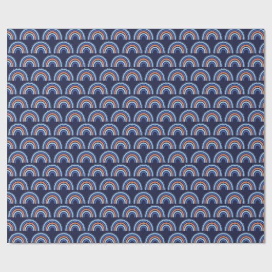 Boho Regenboog Sinaasappel en Navy Blue Cadeaupapier (Vlak)