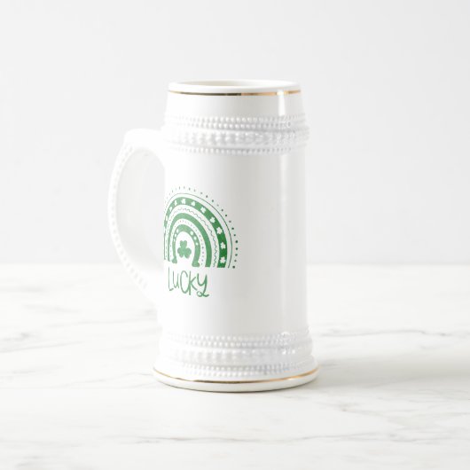 Boho Regenboog St.Patrick's Dag Bier Mok (Voorkant links)