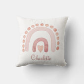 Boho Regenboog Stof Roze Nursery Worp Kussen (Achterkant)