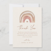 Boho Regenboog Terracotta Baby Shower Bedankkaart (Voorkant)