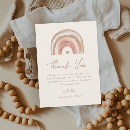 Boho Regenboog Terracotta Baby Shower Bedankkaart
