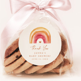 Boho Regenboog Terracotta Baby Shower Bedankt Ronde Sticker