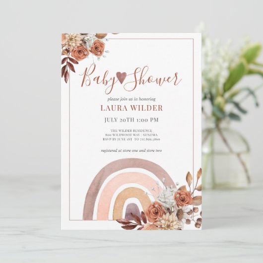 Boho Regenboog Terracotta Verbrand Sinaasappel Bab Kaart (Staand voorkant)