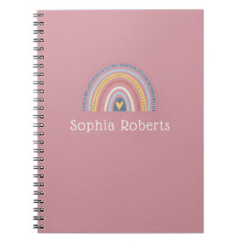 Boho Regenboog Thema Stof roze Kinderen Naam Notitieboek