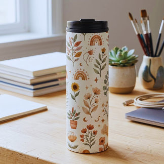 Boho Regenboog Tumbler Aardse Botanische Reis mok