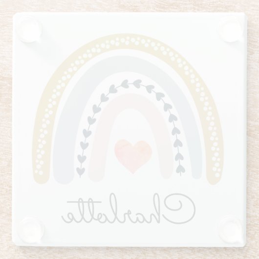 Boho-regenboog van een gepersonaliseerd meisje glazen onderzetter (Achterkant)