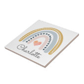 Boho-regenboog van een gepersonaliseerd meisje tegeltje (Zijkant)