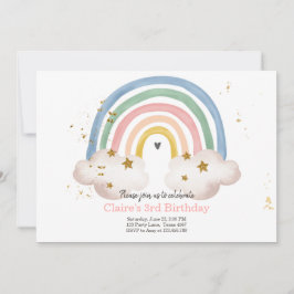 Boho regenboog verjaardag uitnodiging meisje rusti