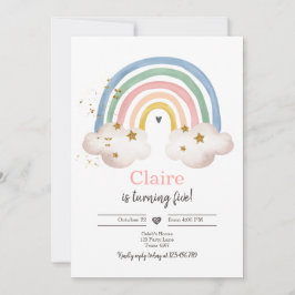 Boho regenboog verjaardag uitnodiging meisje rusti