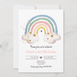 Boho regenboog verjaardag uitnodiging meisje rusti