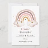 Boho regenboog verjaardag uitnodiging meisje rusti (Voorkant)