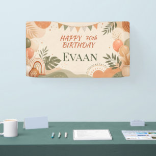 Boho Regenboog Verjaardagsbanner Aangepaste naam Spandoek