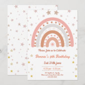 Boho Regenboog Verjaardagsuitnodiging Kaart (Voorkant / Achterkant)
