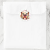 Boho Regenboog Vlinder Kunst Ronde Sticker (Tas)