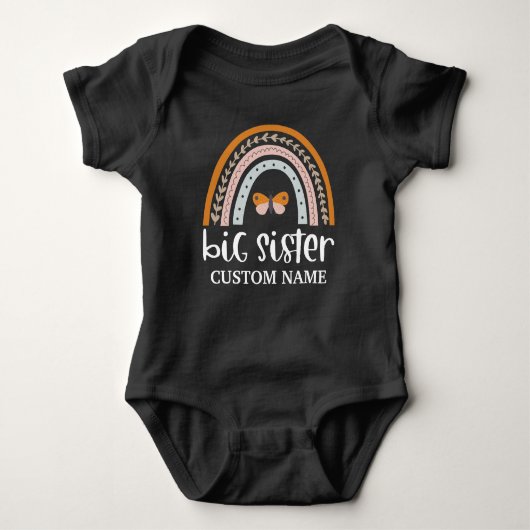 Boho Regenboog & Vlinder Persoonlijke Oudere Zus Romper (Voorkant)