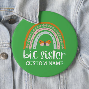 Boho Regenboog & Vlinder Persoonlijke Oudere Zus Ronde Button 6,0 Cm
