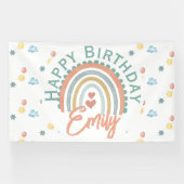 Boho regenboog voor meisjes droomt wit spandoek (Horizontaal)