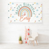 Boho regenboog voor meisjes droomt wit spandoek (Insitu)